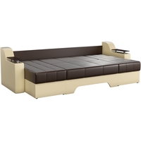 П-образный диван Mebelico Сенатор 59360 (экокожа, коричневый/бежевый)
