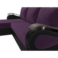 Угловой диван Лига диванов Меркурий лайт левый 112959L (велюр фиолетовый/экокожа черный)