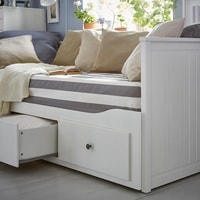 Кровать с выдвижным спальным местом Ikea Хемнэс 200x80-160 (белый, малфорс жесткий) 692.111.99