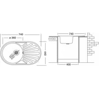 Кухонная мойка Ukinox Фаворит FAP740.440 --GT8K 1R- (с сифоном)