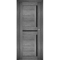 Межкомнатная дверь Юни Амати 18 (ч) 60x200 (дуб шале-графит/черное стекло)