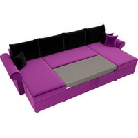 П-образный диван Лига диванов Милфорд 31573 (микровельвет, фиолетовый/черный)