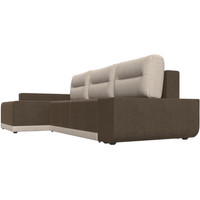 Угловой диван Лига диванов Чикаго левый 110775L (рогожка коричневый/подушки бежевые)