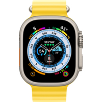 Умные часы Apple Watch Ultra LTE 49 мм (титановый корпус, титановый/желтый, ремешок из эластомера)