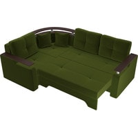 Угловой диван Лига диванов Комфорт 102604 (левый, микровельвет, зеленый)