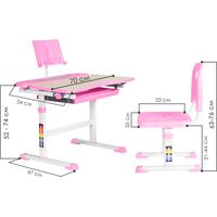 Парта Anatomica Avgusta + стул + выдвижной ящик + подставка (клен/розовый)