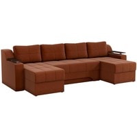 П-образный диван Craftmebel Сенатор (п-образный, боннель, рогожка, коричневый)