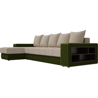 Угловой диван Лига диванов Дубай 105797 (левый, микровельвет, бежевый/зеленый)