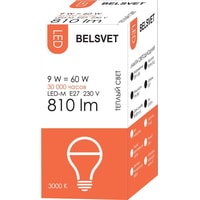 Светодиодная лампочка Belsvet LED-M A60 E27 9 Вт 3000 К