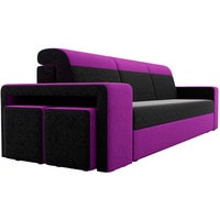 Диван Лига диванов Модена 100197 (микровельвет, черный/фиолетовый)