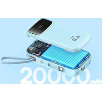 Внешний аккумулятор Baseus Qpow2 Dual-Cable Digital Display Fast Charge Power Bank 22.5W 20000mAh (голубой)