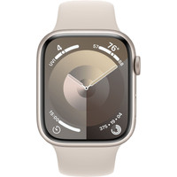 Умные часы Apple Watch Series 9 45 мм (алюминиевый корпус, звездный свет/звездный свет, спортивный силиконовый ремешок M/L)