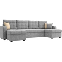 П-образный диван Craftmebel Ливерпуль П (бнп, рогожка, серый/бежевый)