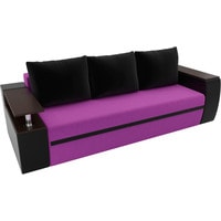 Диван Лига диванов Майами 103001 (микровельвет/экокожа, фиолетовый/черный)