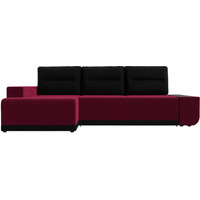 Угловой диван Лига диванов Чикаго левый 110762L (микровельвет бордовый/подушки черные)