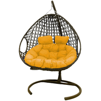 Подвесное кресло M-Group Для двоих Люкс 11510411 (черный ротанг/желтая подушка)
