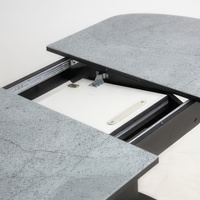 Кухонный стол Аврора Корсика стекло 120-151.5x80 (мрамор серый 12/черный)