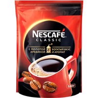 Кофе Nescafe Classic растворимый c добавлением молотого кофе 320 г (пакет)