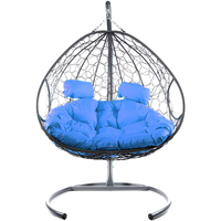 Подвесное кресло M-Group Для двоих 11450303 (серый ротанг/голубая подушка)