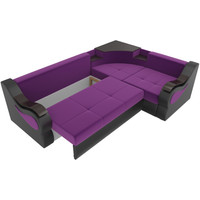 Угловой диван Лига диванов Митчелл 268 правый 107562 (микровельвет фиолетовый/экокожа черный)