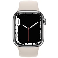 Умные часы Apple Watch Series 7 LTE 41 мм (сталь серебристый/звездный свет)