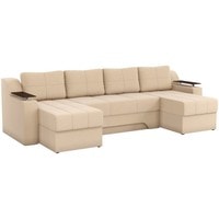 П-образный диван Craftmebel Сенатор (п-образный, боннель, рогожка, бежевый)