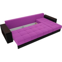 Угловой диван Лига диванов Дубай 105799 (правый, микровельвет, фиолетовый/черный)