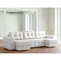 П-образный диван Настоящая мебель Ванкувер Мейсон (п-обр, боннель, экокожа, белый)
