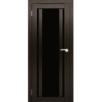 Межкомнатная дверь Юни Амати 11 (ч) 40x200 (дуб венге/черное стекло)