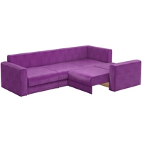 Угловой диван Mebelico Мэдисон Long 59178 (вельвет, фиолетовый/черный)