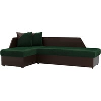 Угловой диван Лига диванов Андора 102683 (левый, велюр/экокожа, зеленый/коричневый)