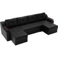 П-образный диван Лига диванов Сенатор 28921 (экокожа, черный)