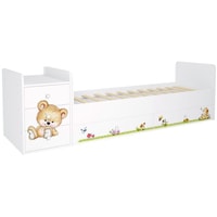 Кроватка-трансформер Polini Kids Фея 1100 Медвежонок (белый)