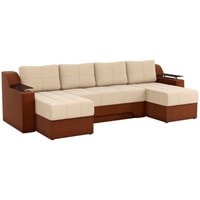 П-образный диван Craftmebel Сенатор (п-образный, н.п.б., рогожка, бежевый/коричневый)