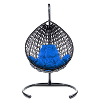 Подвесное кресло M-Group Капля Люкс 11030410 (черный ротанг/синяя подушка)