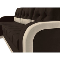 Угловой диван Лига диванов Марсель 29542 (правый, микровельвет, коричневый/бежевый)