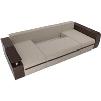 П-образный диван Лига диванов Майами 103052 (микровельвет/экокожа, бежевый/коричневый/зеленый)