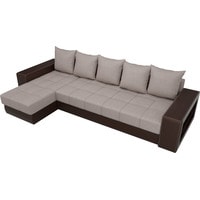 Угловой диван Лига диванов Дубай 29103 (левый, рогожка/экокожа, бежевый/коричневый)