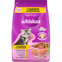 Сухой корм для кошек Whiskas для котят подушечки с молочной начинкой, с индейкой и морковью 1.9 кг