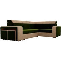 Угловой диван Лига диванов Модена 100275 (правый, микровельвет, зеленый/бежевый)