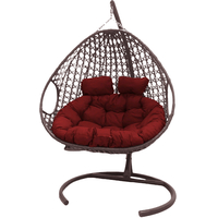 Подвесное кресло M-Group Для двоих Люкс 11510206 (коричневый ротанг/красная подушка)
