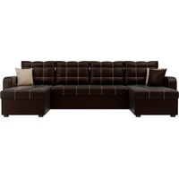 П-образный диван Лига диванов Ливерпуль 31476 (экокожа, коричневый)