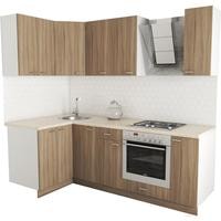 Готовая кухня Хоум Лайн Луиза Люкс 1200x2300 угловой (древесина шорвуд/древесина шорвуд)