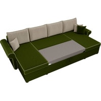 П-образный диван Лига диванов Милфорд 31569 (микровельвет, зеленый/бежевый)