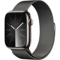 Умные часы Apple Watch Series 9 LTE 45 мм (корпус из нержавеющей стали, графит/миланский графитовый)