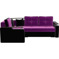 Угловой диван Лига диванов Комфорт 27928 (левый, микровельвет, фиолетовый/черный)