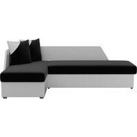Угловой диван Лига диванов Андора 28773 (левый, микровельвет/экокожа, черный/белый)