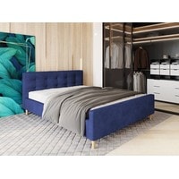Кровать Настоящая мебель Pinko 90x200 (вельвет, с ПМ, синий)