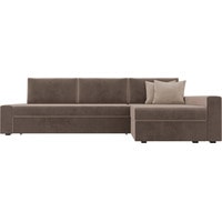 Угловой диван Лига диванов Версаль 105812 (правый, велюр, коричневый/бежевый)