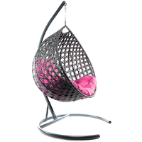Подвесное кресло M-Group Капля Люкс 11030308 (серый ротанг/розовая подушка)